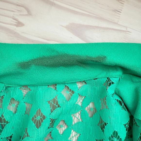 Vintage 60s Green Lace Bodice Sleeveless Sheath Dress w/ Matching Crop Jacket, M - Picture 14 of 16